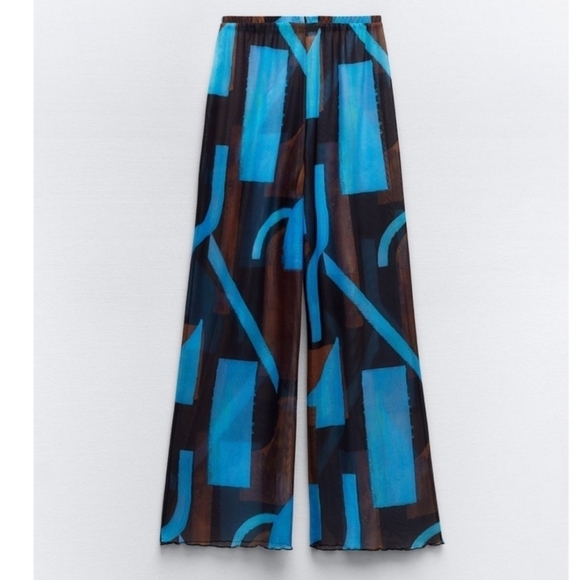 New Zara Printed Tulle Multicolor Pants 5039/419/112 NWT Small - Picture 8 of 13
